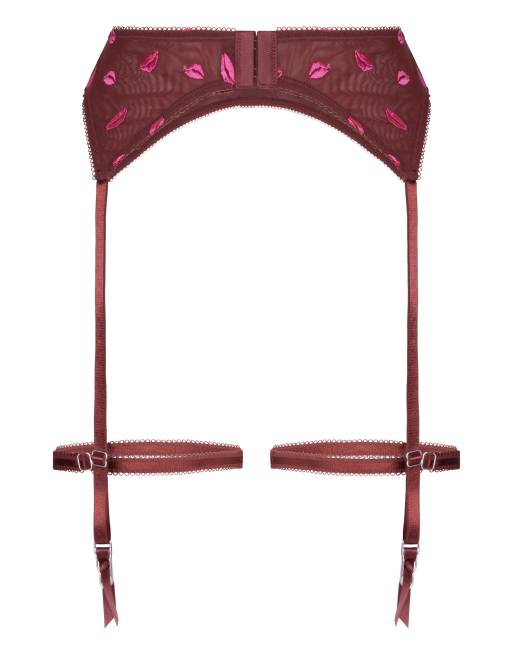 Hunkemoller Frida suspender in red, 3 of 4