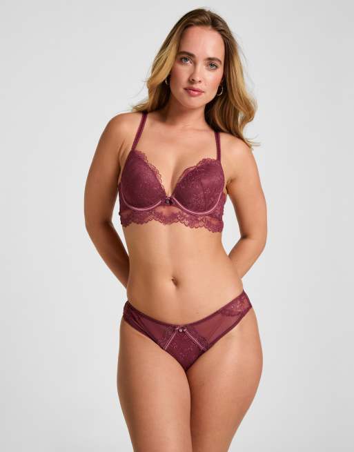 Hunkemoller gepolsterter Longline-BH mit Bügeln Naomi in Lila, 3 von 6
