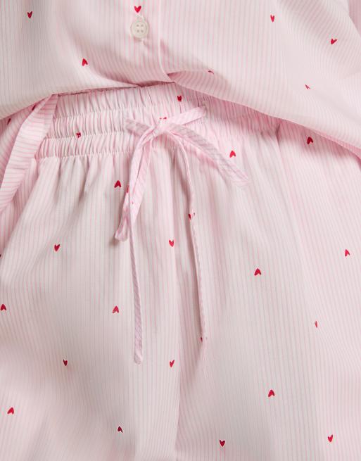 Hunkemöller – Gestreifte Hose aus Baumwolle in Weiß mit Herzdetail, 2 von 5