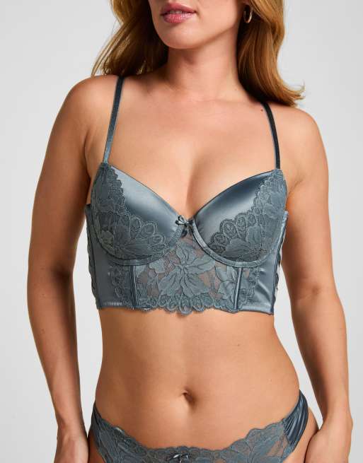 Hunkemoller gewatteerde longline bh met beugel Viktoria in blauw, 2 van 6