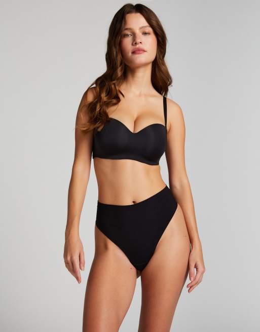 Hunkemöller - Gladde voorgevormde push-up beugel-bh met afneembare bandjes in zwart, 4 van 4