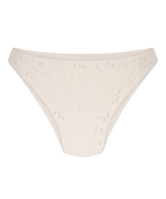 Hunkemöller - Häkel-Bikinihose in Weiß mit hohem Beinausschnitt