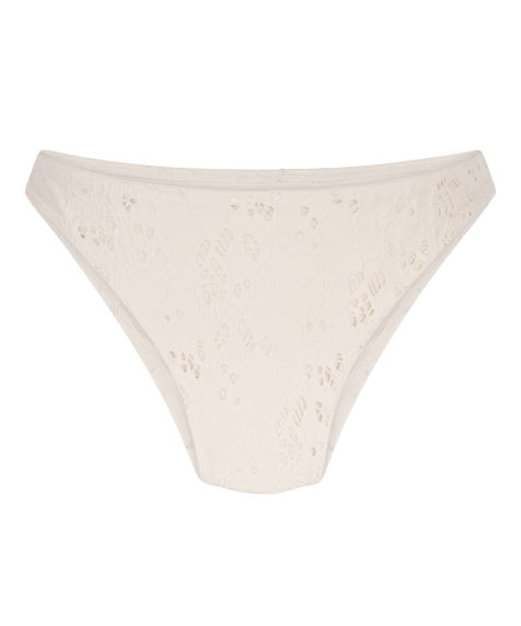 Hunkemöller – Häkel-Bikinihose in Weiß mit hohem Beinausschnitt - view 1