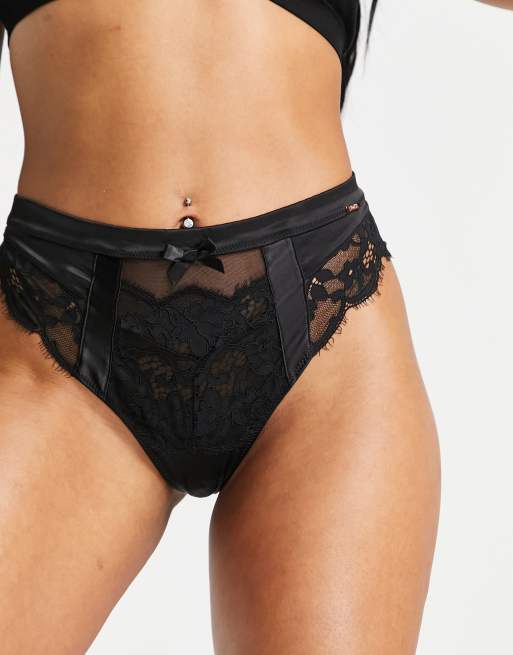 Black Satin High Waist Panties, Lingerie