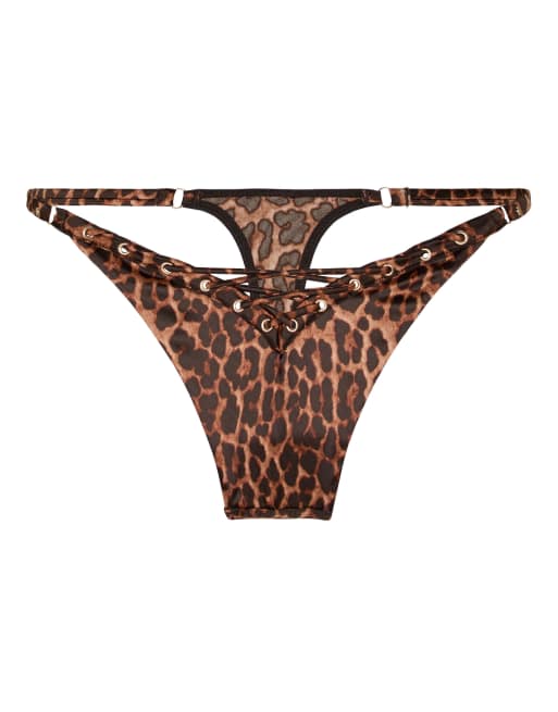 Hunkemoller Highleg thong quinn in brown, 4 of 5