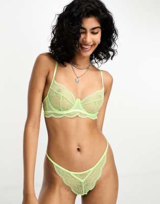 Hunkemoller Hunkemoller Isabelle demi lace unpadded bra in green