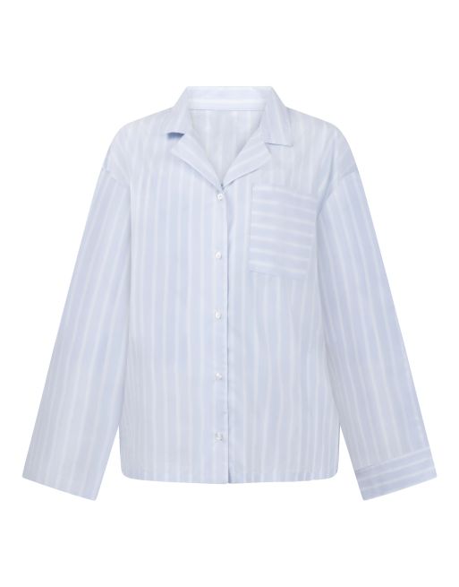 Hunkemoller Jacket woven cotton stripe in blue, 5 of 6