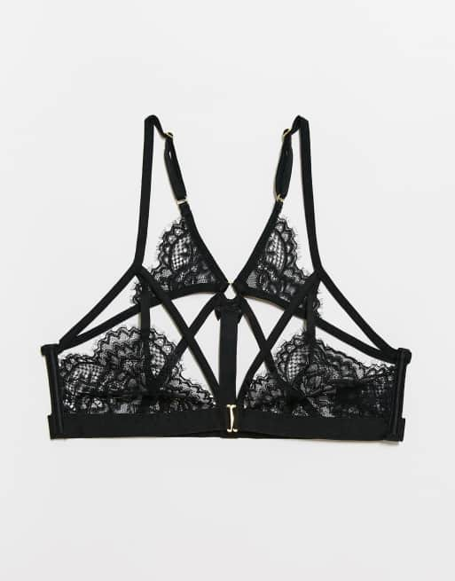 Hunkemöller Jenny cut-out lace bralette with back detail in black | ASOS