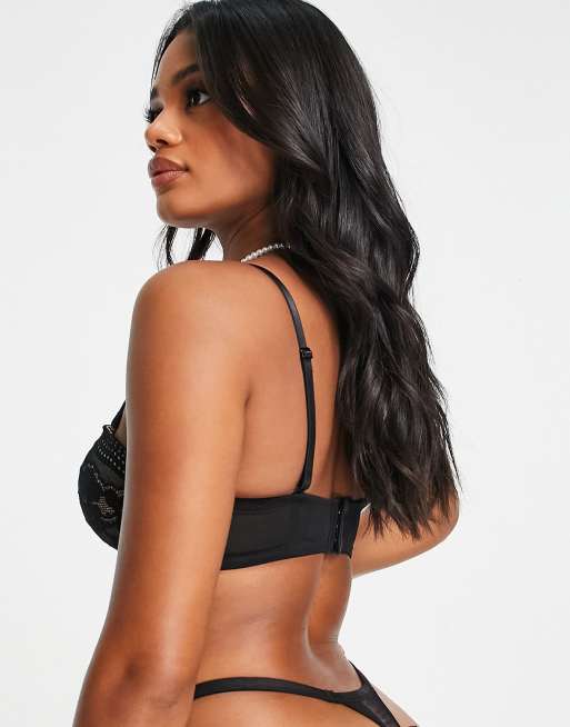 Hunkemoller - Kelly - Sort G-streng med blonder og tangaside, 2 af 4