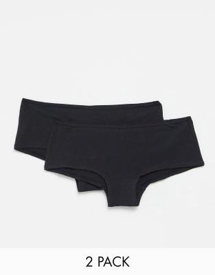 Hunkemoller Kim 2 pack cotton boxer briefs in black