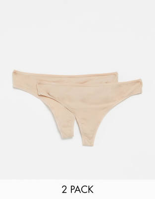 Hunkemoller Kim 2 pack cotton thongs in beige