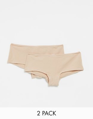 Hunkemöller - Kim - 2er-Pack Hipster-Slips aus Baumwolle in Beige-Neutral