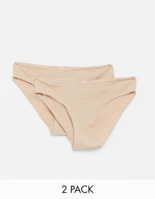 Hunkemöller - Kim - 2er-Pack Slips aus Baumwolle in Beige-Neutral