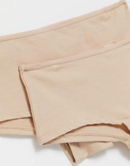 Hunkemoller - Kim - Confezione da 2 paia di boxer in cotone beige, 4 di 4