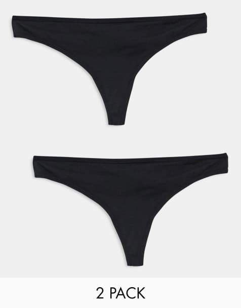 Hunkemöller - Kim - Lot de 2 strings en coton - Noir - view 1