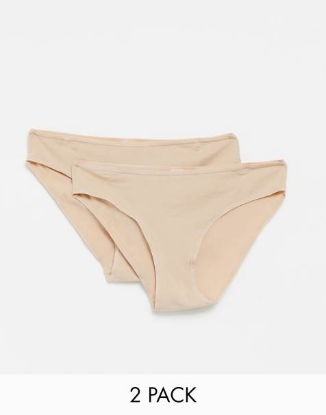 Hunkemöller - Kim - Set van 2 onderbroeken van katoen in beige - view 1