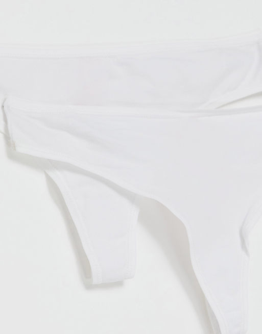 Hunkemöller – Kim – Zestaw 2 par białych bawełnianych stringów, 3 z 4