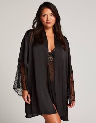 Hunkemöller - Kimono aus Satin in Schwarz