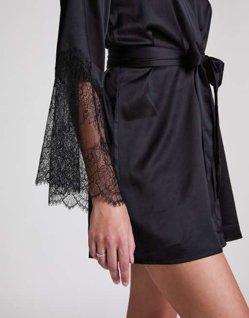 Hunkemoller - Kimono en satin - Noir, 2 de 4