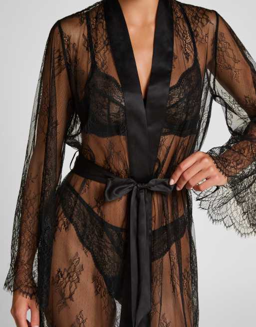 Hunkemoller - Lange kanten kimono in zwart, 3 van 4