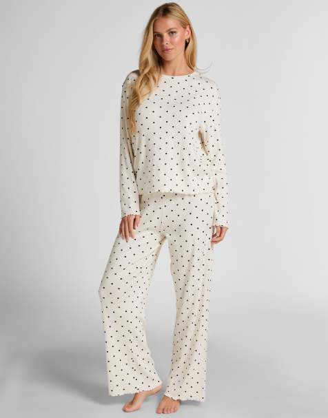 Hunkemöller – Lockeres Pyjama-Oberteil aus Pointelle in Weiß - view 1