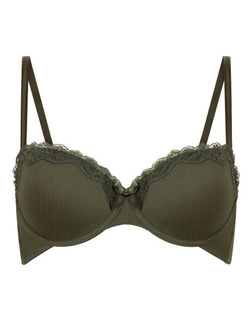 Hunkemoller Lola padded underwired bra in green, 4 of 5