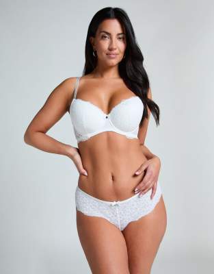 Hunkemoller - Marine - Brazilian-Slip in Weiß Weiß Waist 80