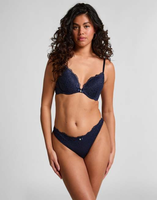 Hunkemoller marine gewatteerde push-up bh met beugel in blauw, 3 van 6