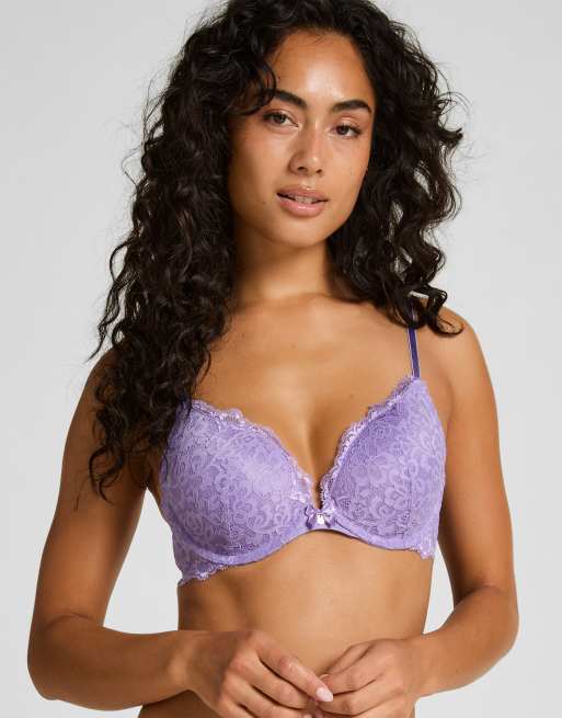 Hunkemoller Marine padded push-up underwired bra in purple, 3 of 5