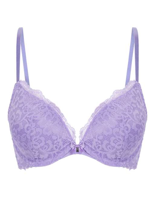 Hunkemoller Marine padded push-up underwired bra in purple, 4 of 5