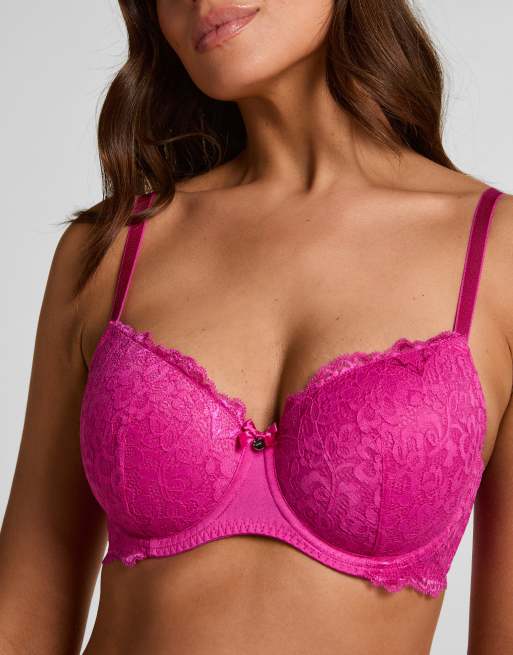 Hunkemoller Marine padded underwired bra in pink, 3 of 5
