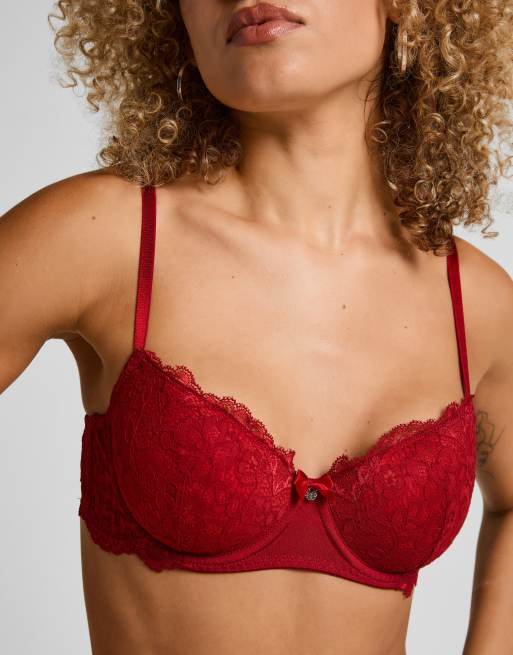 Hunkemoller Marine padded underwired bra in red, 2 of 5