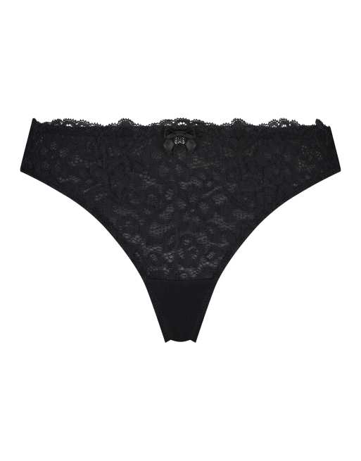 Hunkemoller - Marine - String - Noir, 3 de 4