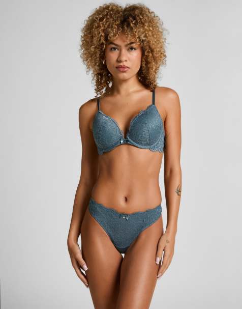 Hunkemoller Marine thong in blue - view 1