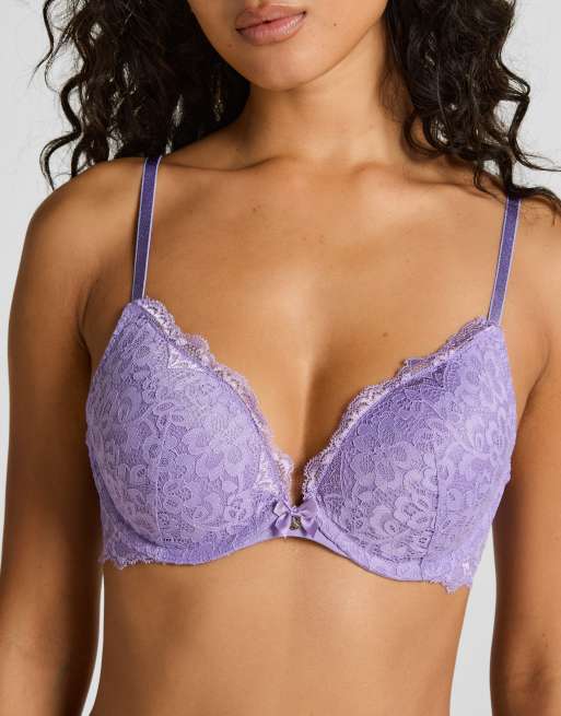 Hunkemöller – Marine – Wattierter Push-up-BH in Lila mit Bügel, 2 von 5