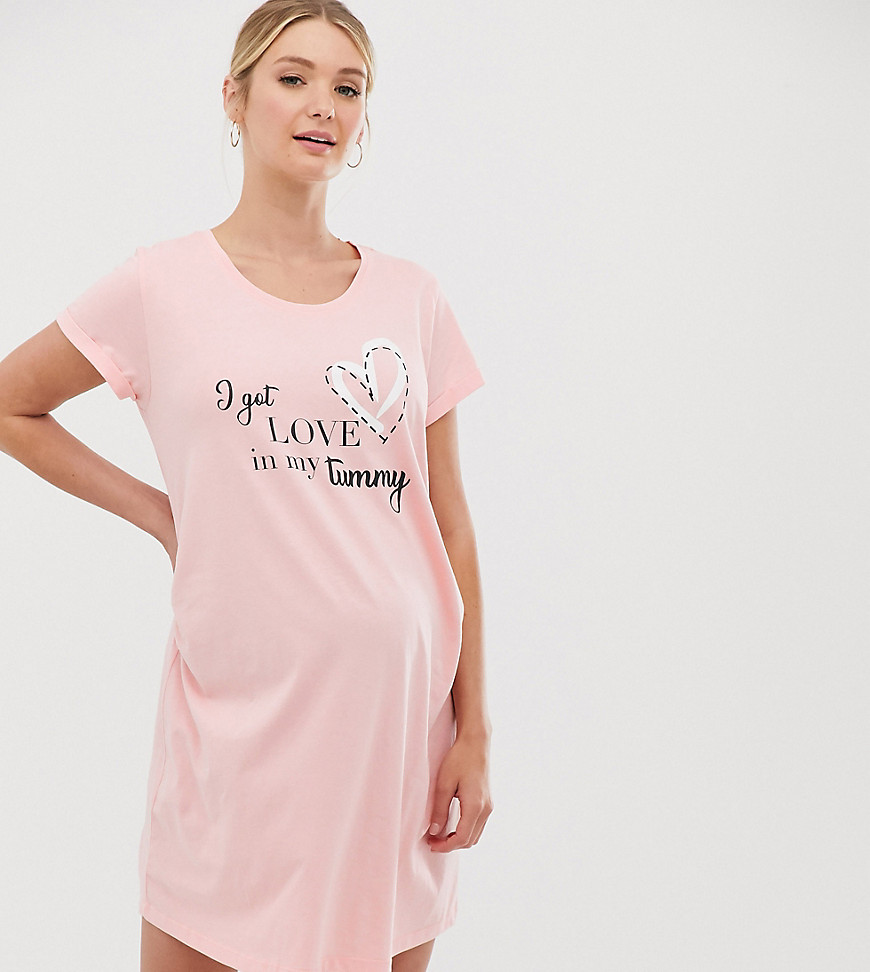 Hunkemoller Maternity - Love in my Tummy - Camicia da notte rosa