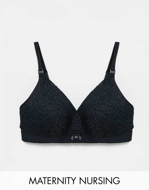 Hunkemoller Maternity Rose lace nursing bra in black BLACK ASOS