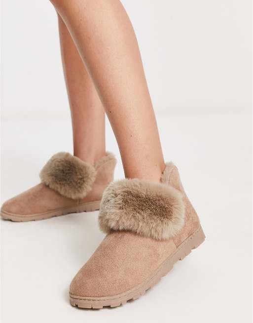 Hunkemoller Mila Chaussons bottines pour l int rieur et l ext rieur doubl s de fausse fourrure Beige