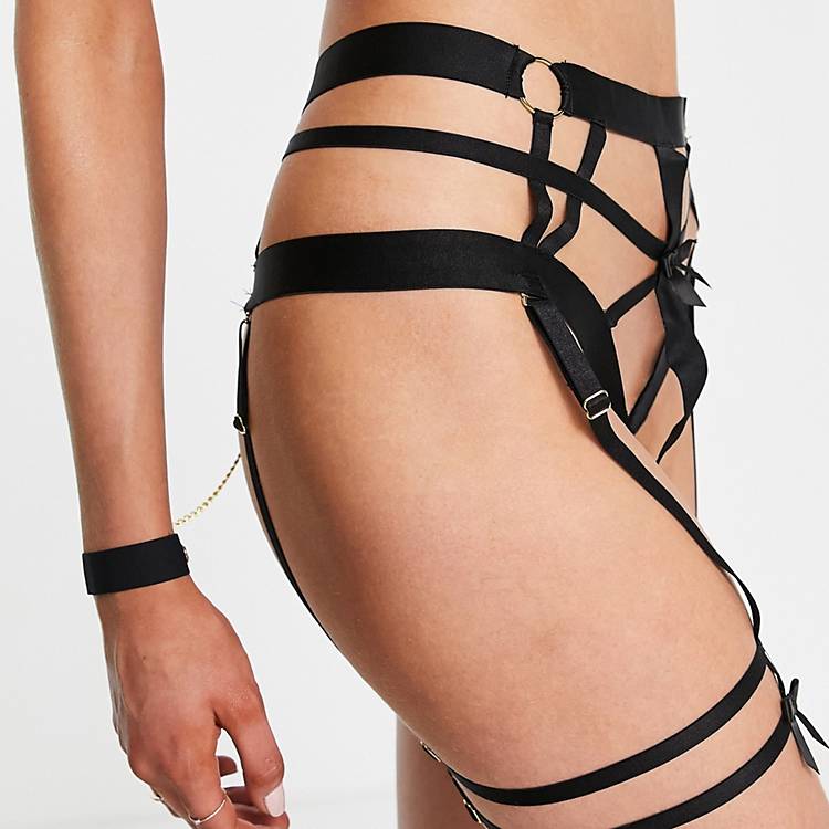 Hunkemöller Minx high rise strappy thong with suspender detail and detachable cuffs in Asos Women Clothing Underwear Underwear Accessories 