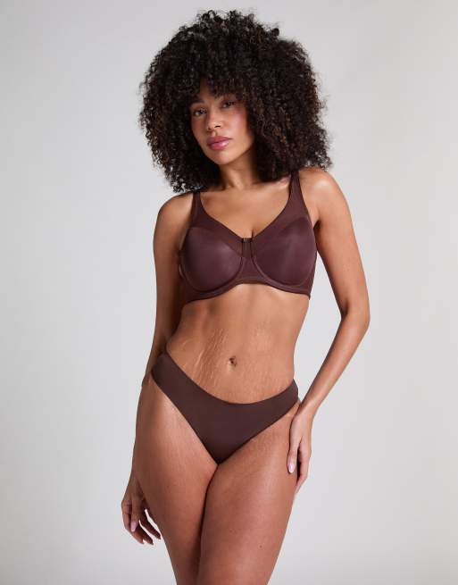 Hunkemoller Nina ungepolsterter Bügel-Minimizer-BH in Braun, 3 von 6