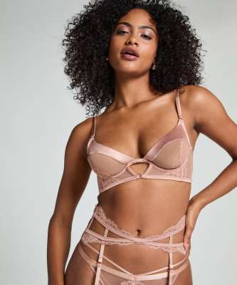 Hunkemöller - Nisha Valentine - Unwattierter Longline-BH in Beige mit Bügel-Neutral