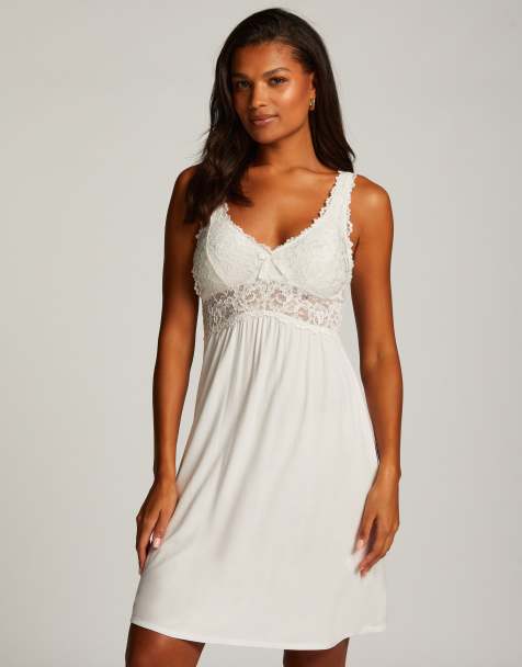 Hunkemöller - Nora - Kanten slipdress in wit - view 1