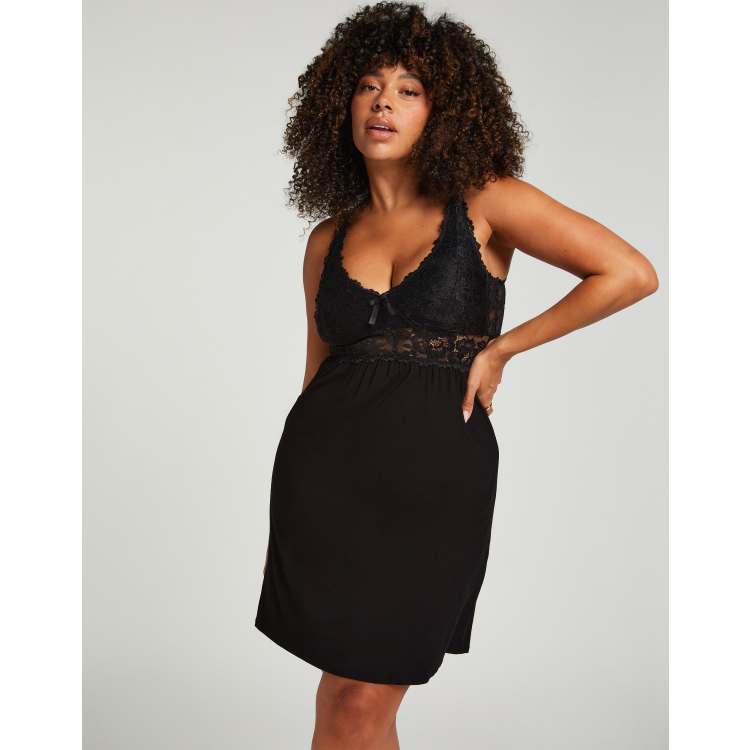 Hunkemoller Nora lace slip dress in black ASOS