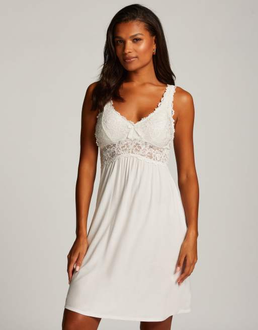 Hunkemoller - Nora - Robe nuisette en dentelle - Blanc