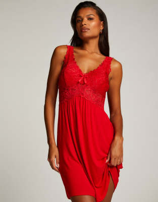 Hunkemoller - Nora - Robe nuisette en dentelle - Rouge