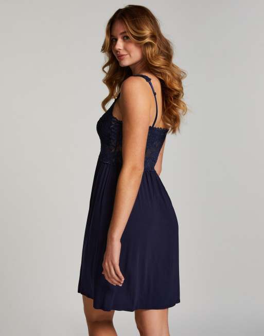 Hunkemoller Nora valentine lace slip dress in blue, 3 of 3