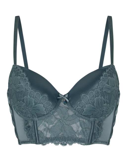 Hunkemoller Padded underwired longline bra viktoria in blue, 5 of 6