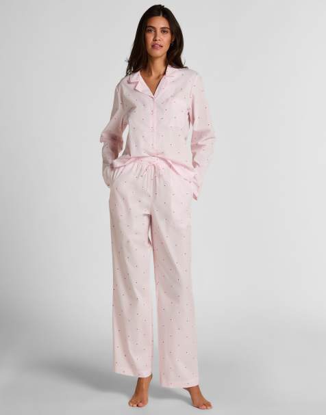 Hunkemoller - Pantalon en coton rayé à cœurs - Blanc - view 1