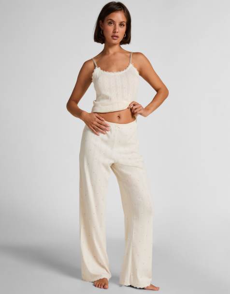 Hunkemoller - Pantalon en maille pointelle - Blanc - view 1