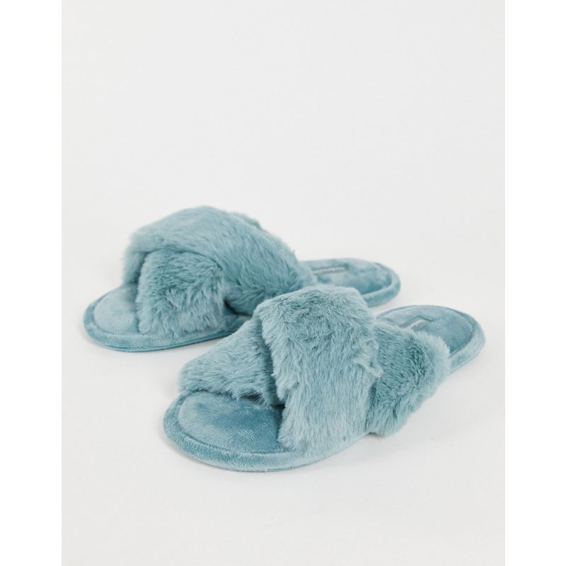 Donna SgCjP Hunkemoller - Pantofole soffici con fascette incrociate blu